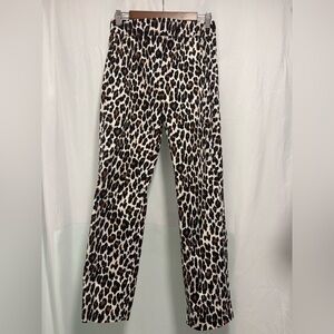J Crew Leopard Print Pants High Rise Cropped Animal Print Trendy Size 6 Tall